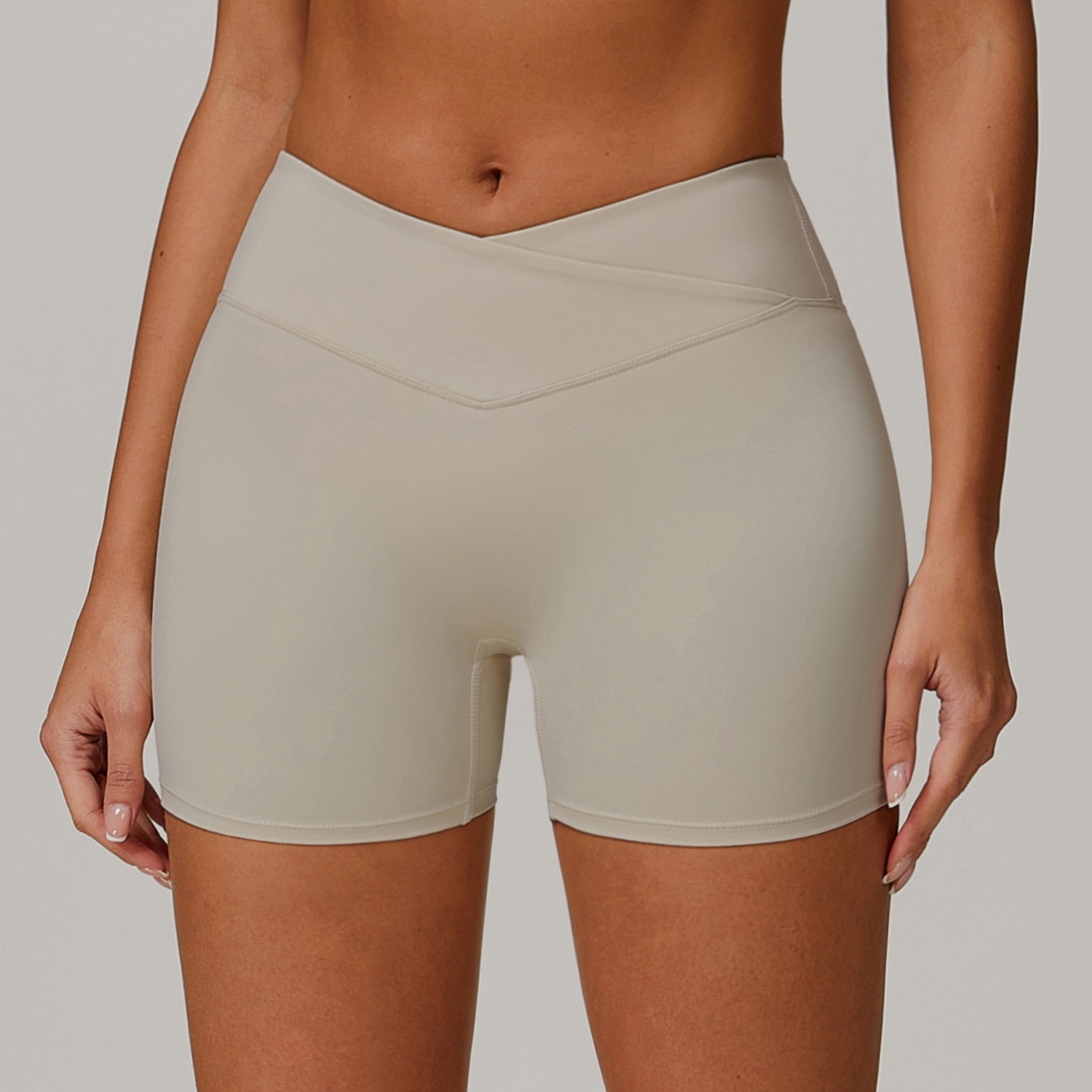 Soft Fabric Scrunch Cross Waist Yoga Shorts 9177