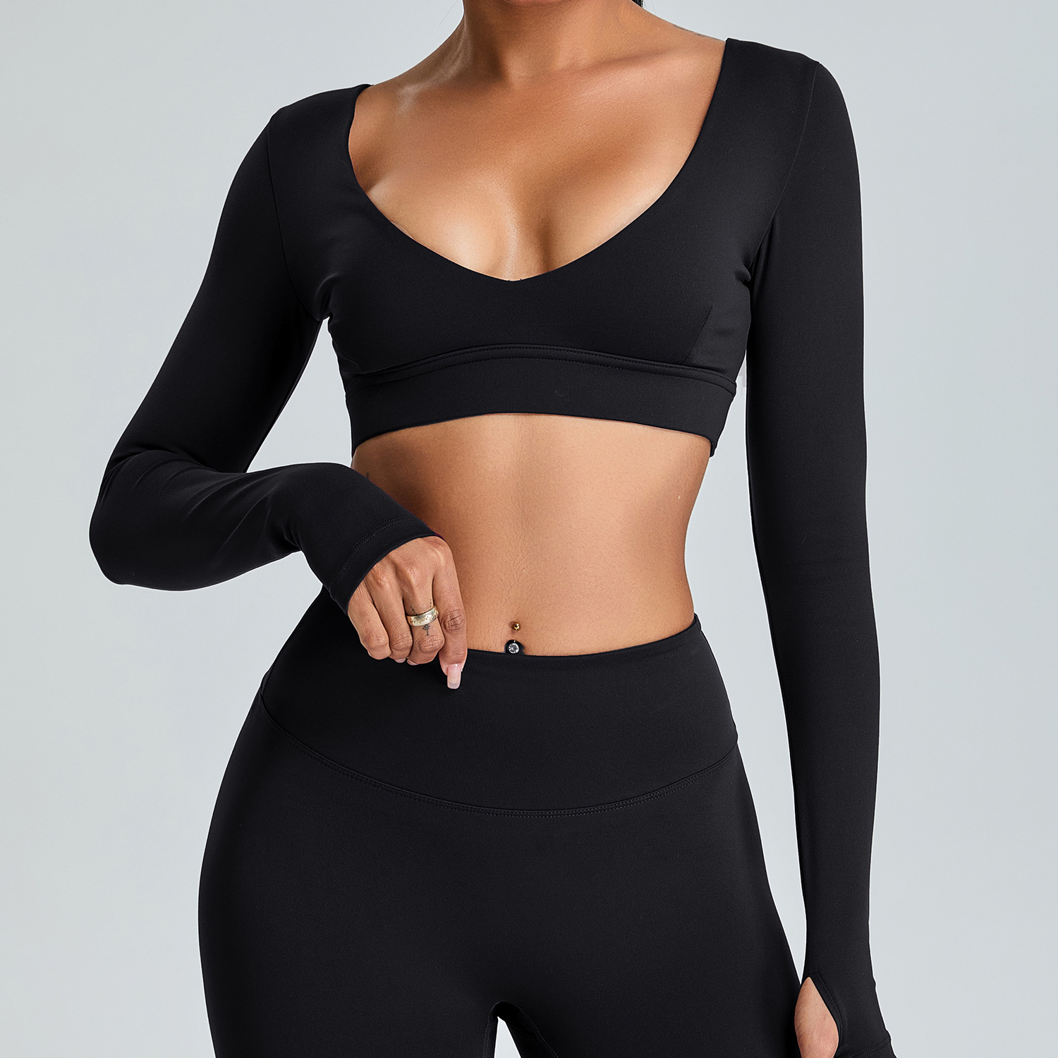 Sexy V-neck Long-sleeved Yoga Suit For Women SYFTM0217