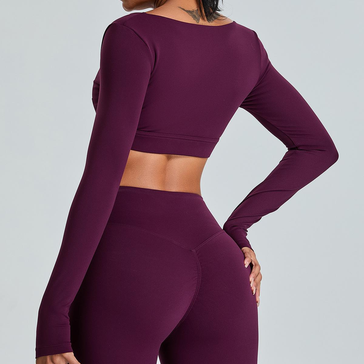 Sexy V-neck Long-sleeved Yoga Suit For Women SYFTM0217