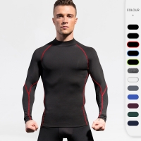 Men Fitness High Neck Long Sleeve Shirt 1058