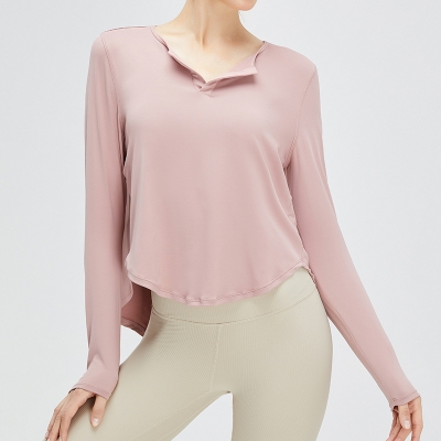 SKL-SYF TM0089 NUDE TIGHT LONG SLEEVE YOGA TOP