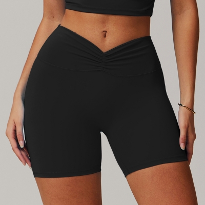 Soft Fabric Twist Pleats Yoga Shorts