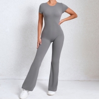 Backless Short-sleeved Nude Yoga Jumpsuit  QS60450