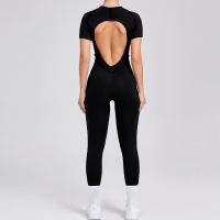 Short-Sleeved Backless Leggings Bodysuit  QS88201