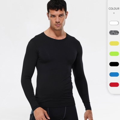 Men Solid Color Fitness Long Sleeve Shirt 4002