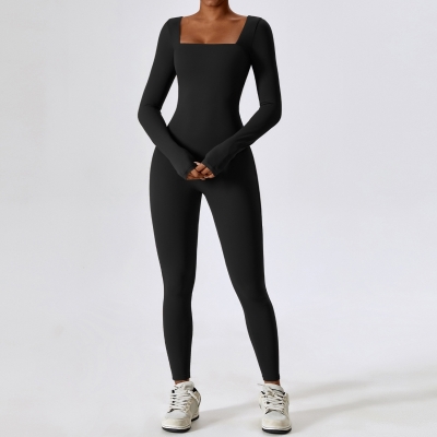 SKL-CLT8150-2 ONEPIECE SQUARE NECKLINE YOGA JUMPSUIT