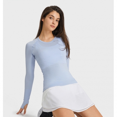 Breathable Solid Color Yoga Wear Long Sleeves D19083