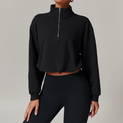 Stand Collar Zip Down Sweatshirt