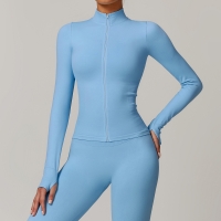 Seamless Slim Zip Down Yoga Tops 7755