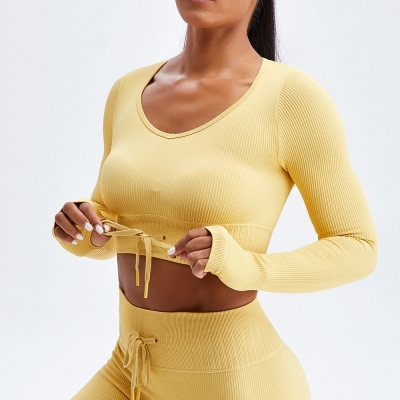 SKL-SYF  MS0082 NUDE TIGHT LONG SLEEVE YOGA TOP