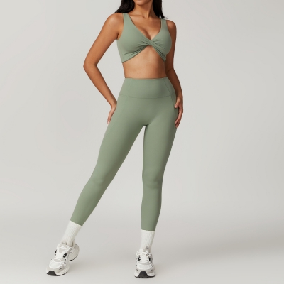 Soft Fabirc Crop Top Yoga Sets 3 Options 8796