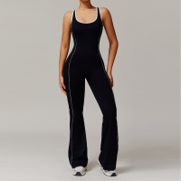 Soft Fabric Sculpted Backless Flare Jumpsuit