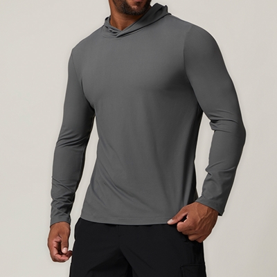 Men Gym Fitness Hooded Long Sleeve Shirt  DCX1023