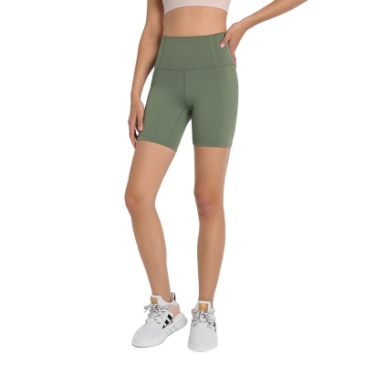 High Waist Butt-lifting Solid Color Yoga Shorts with Pockets DK178