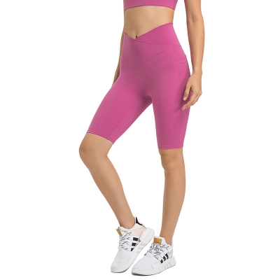 V-waist Butt-lifting Fifth Pants Yoga Shorts with Pockets DK197