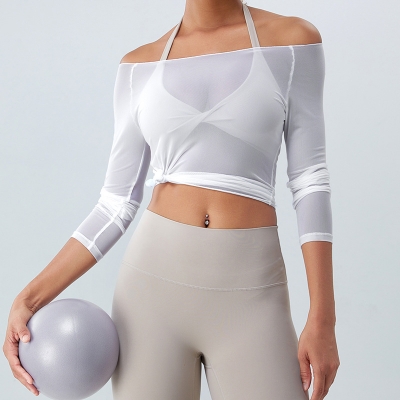 SKL-SYF TM0146 NUDE TIGHT LONG SLEEVE YOGA TOP