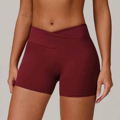 Soft Fabric Scrunch Cross Waist Yoga Shorts 9177