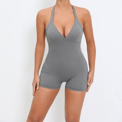 Hanging Neck Pocket Backless Tight Fitness Jumpsuit  QS1105 