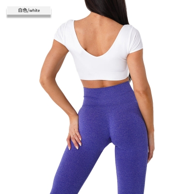 SKL-NVGTN8121 BACKLESS SHORT SLEEVE YOGA TOP