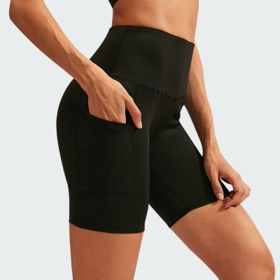 SKL-YEL 2048 HIGH WAIST BUTT LIFT HIP YOGA SHORTS