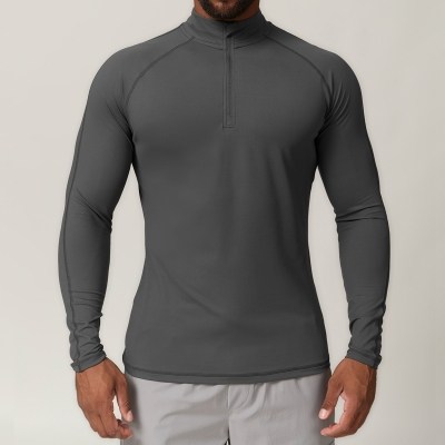 Men Gym Long Sleeve Shirt With Half Zipper  DCX1041