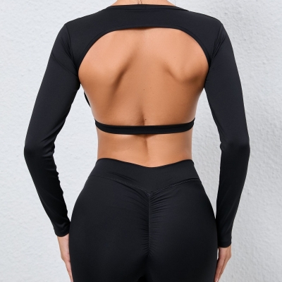 SKL-QS71600 LONG SLEEVE BACKLESS YOGA BRA