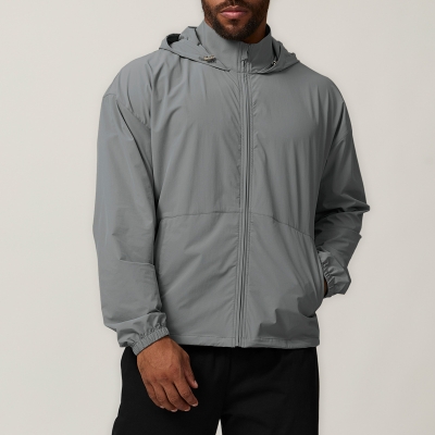 Men Solid Color Waterproof Sports Zipper Jacket With Pocket  DWT1053