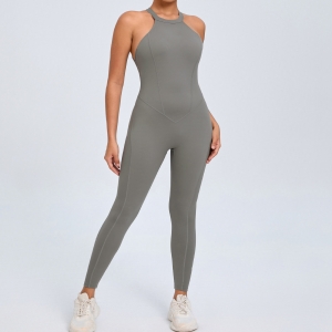 Backless Button Quick-Drying All-In-One Fitness Jumpsuit  QSYL096